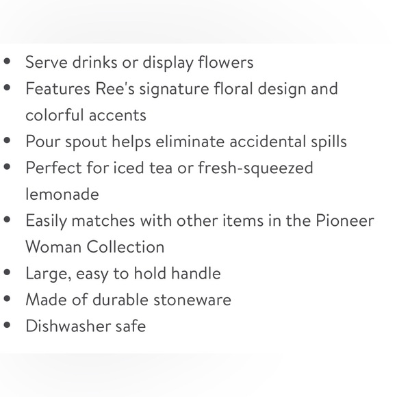 🌺 New Pioneer Woman Sweet Rose Water/Tea/Lemonade Pitcher - Picture 3 of 8